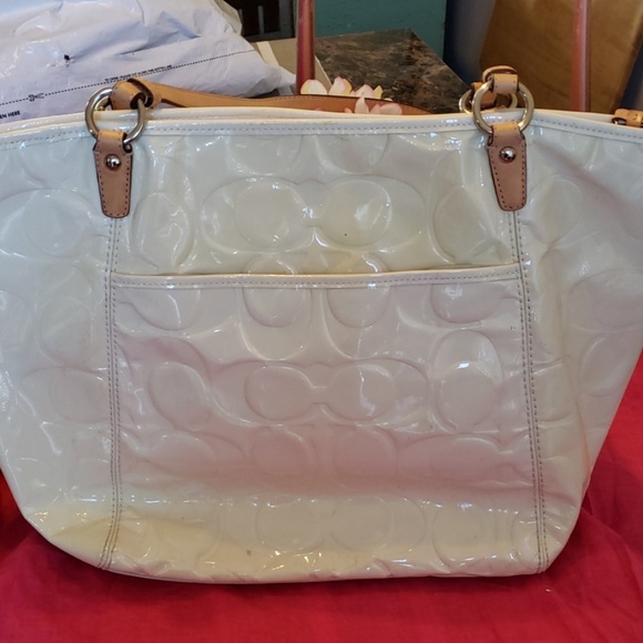 Coach White Patent Tote - Picture 6 of 8